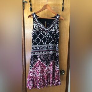 White House Black Market Black and Pink Midi Dress